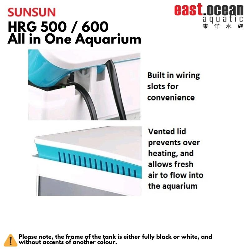 SUNSUN HRG-600 Aquarium (60cm) Set - Tank & Cabinet (Black & White)