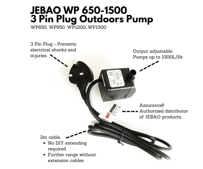 JEBAO 3 Pin Plug Outdoors Pump (WP650 - WP1500)